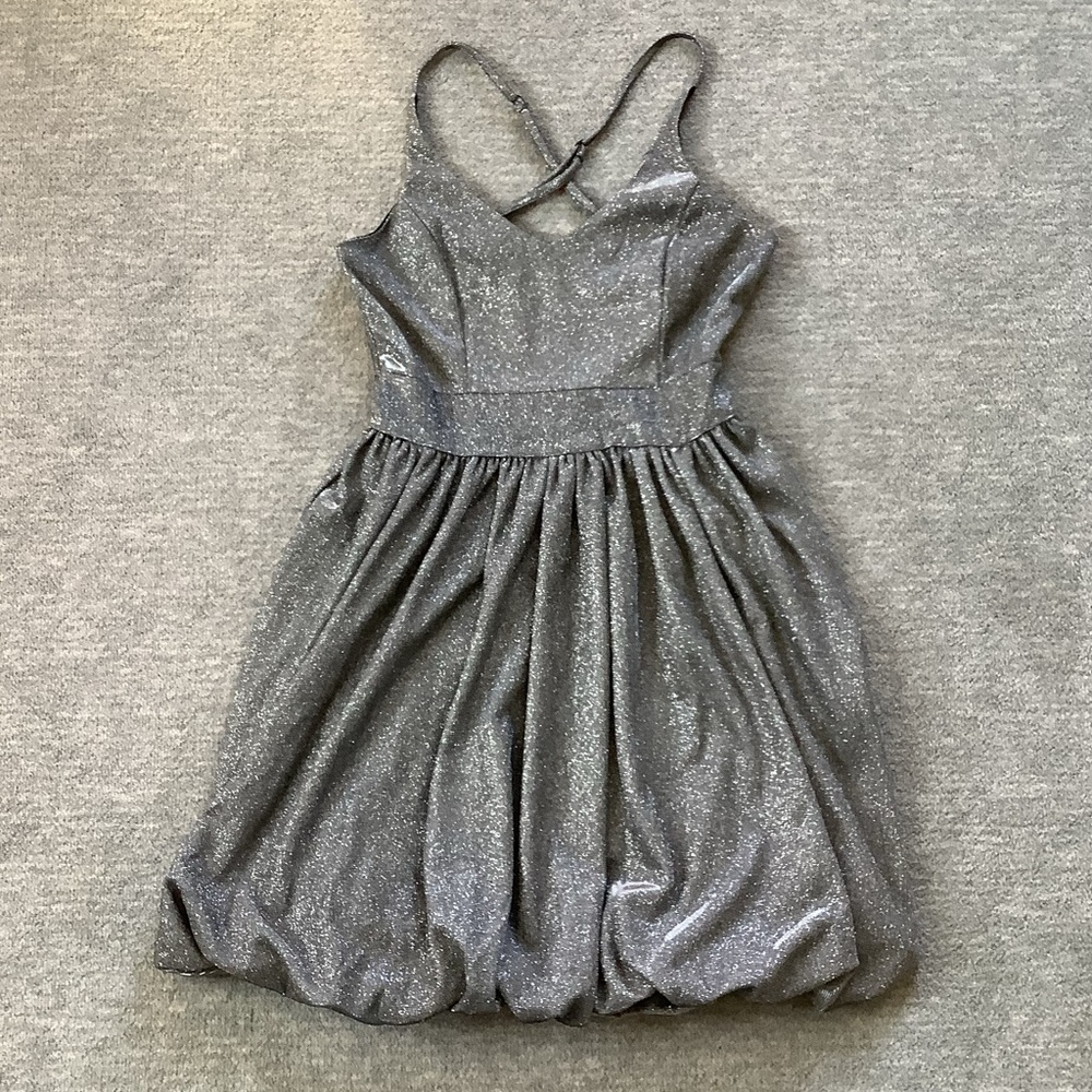 Bailey Blue Silver Sparkly Bubble Hem Dress Sz. Jr. S